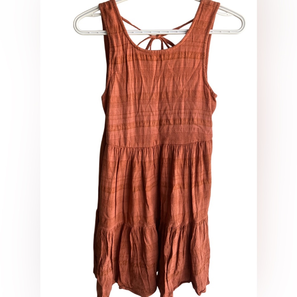 American Eagle ladies dress tie back tiered terracotta rust XS